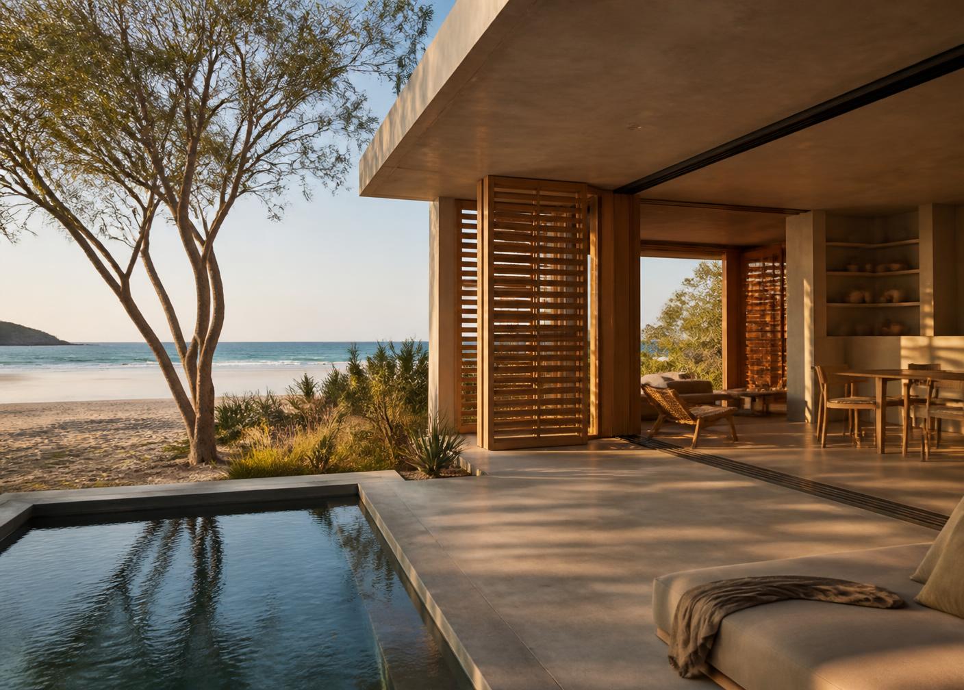 Minimalist beachfront villa in Costa Rica with plunge pool